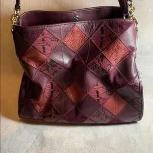 Coach Purse, Used, Genuine Leather, Red Patchwork
